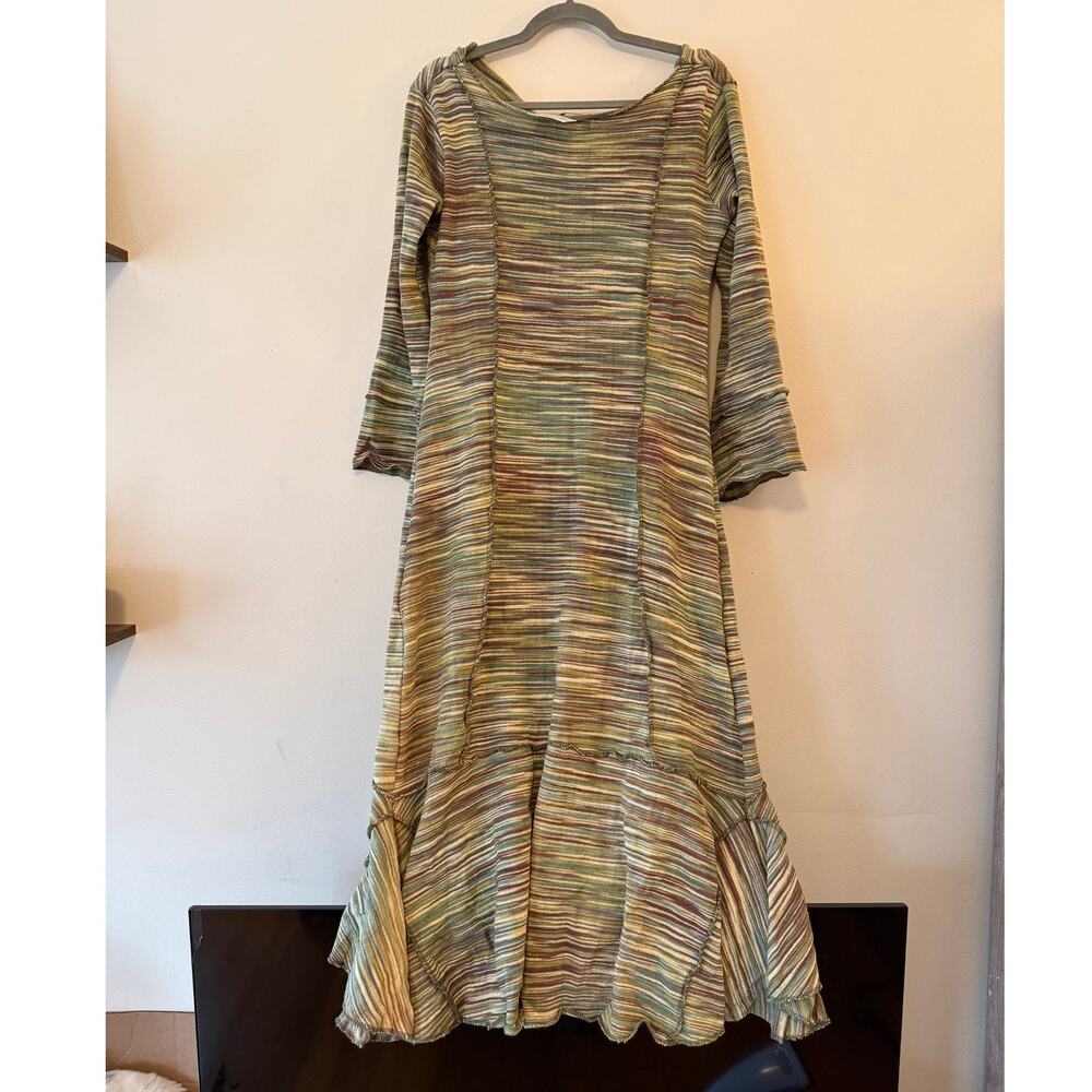 NWT earth tone boho mermaid midi dress made in Nepal, Size L - Picture 3 of 10